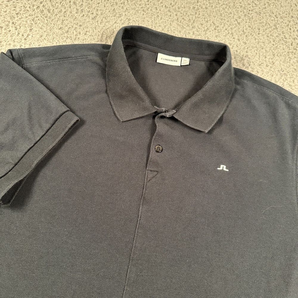 J. Lindeberg Shirt‎ Men's 2XL Black Knit Golf Polo Logo Cotton
